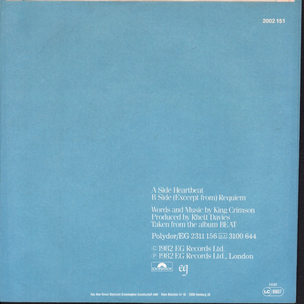 King Crimson - Heartbeat - 7 Inch