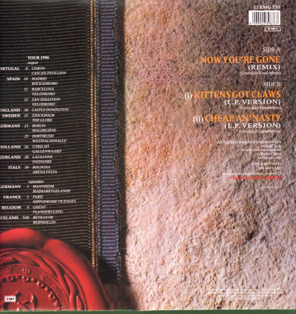 Whitesnake - Now You're Gone - 12 Inch
