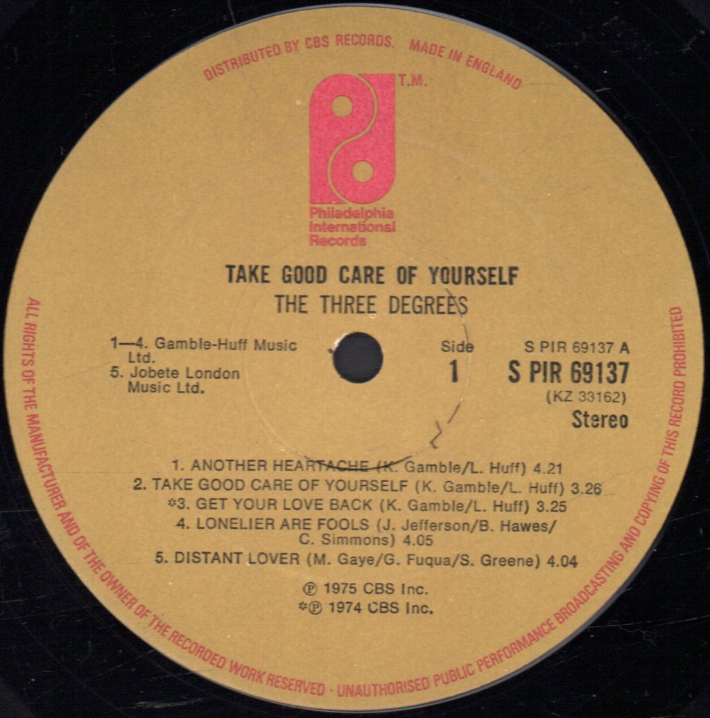 Three Degrees - Take Good Care Of Yourself - Lp