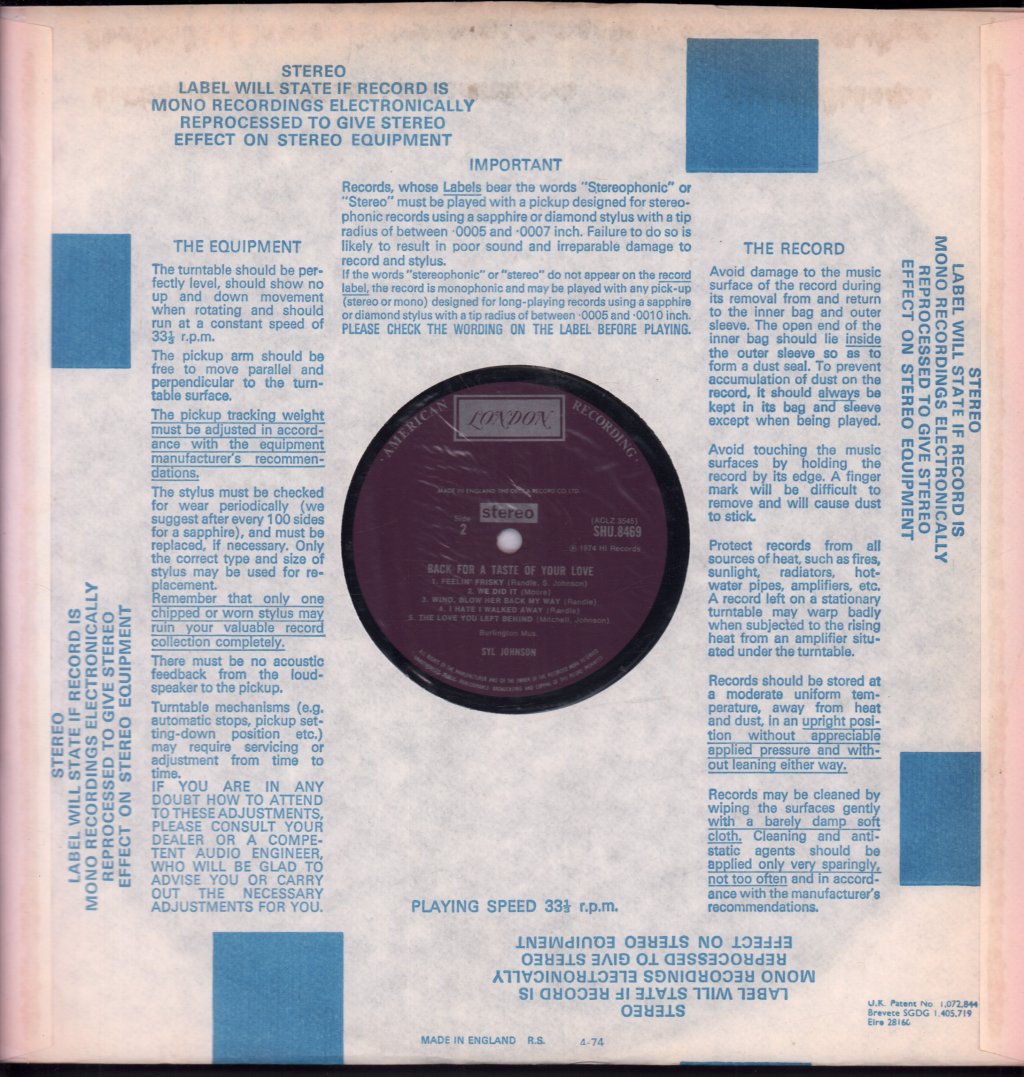 Syl Johnson - Back For A Taste Of Your Love - Lp