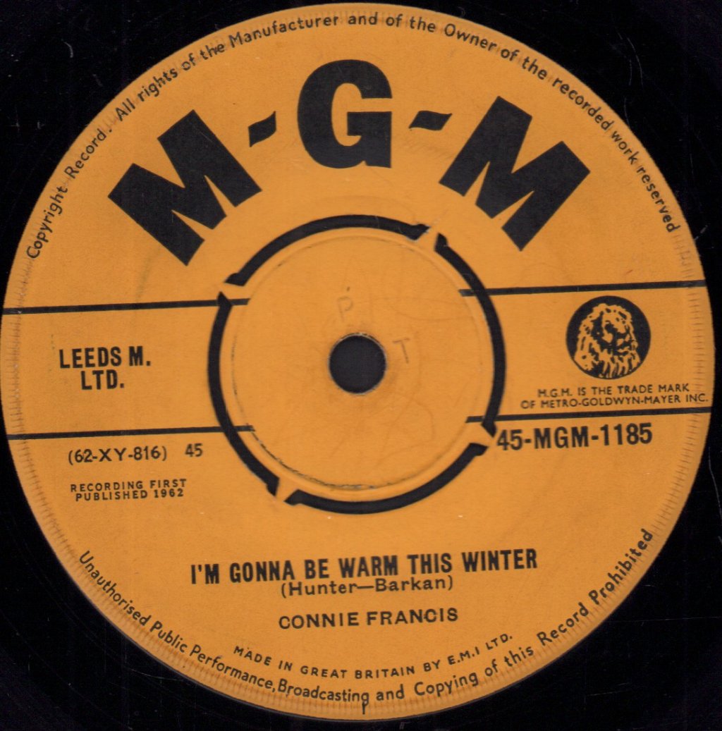 Connie Francis - I'm Gonna Be Warm This Winter - 7 Inch