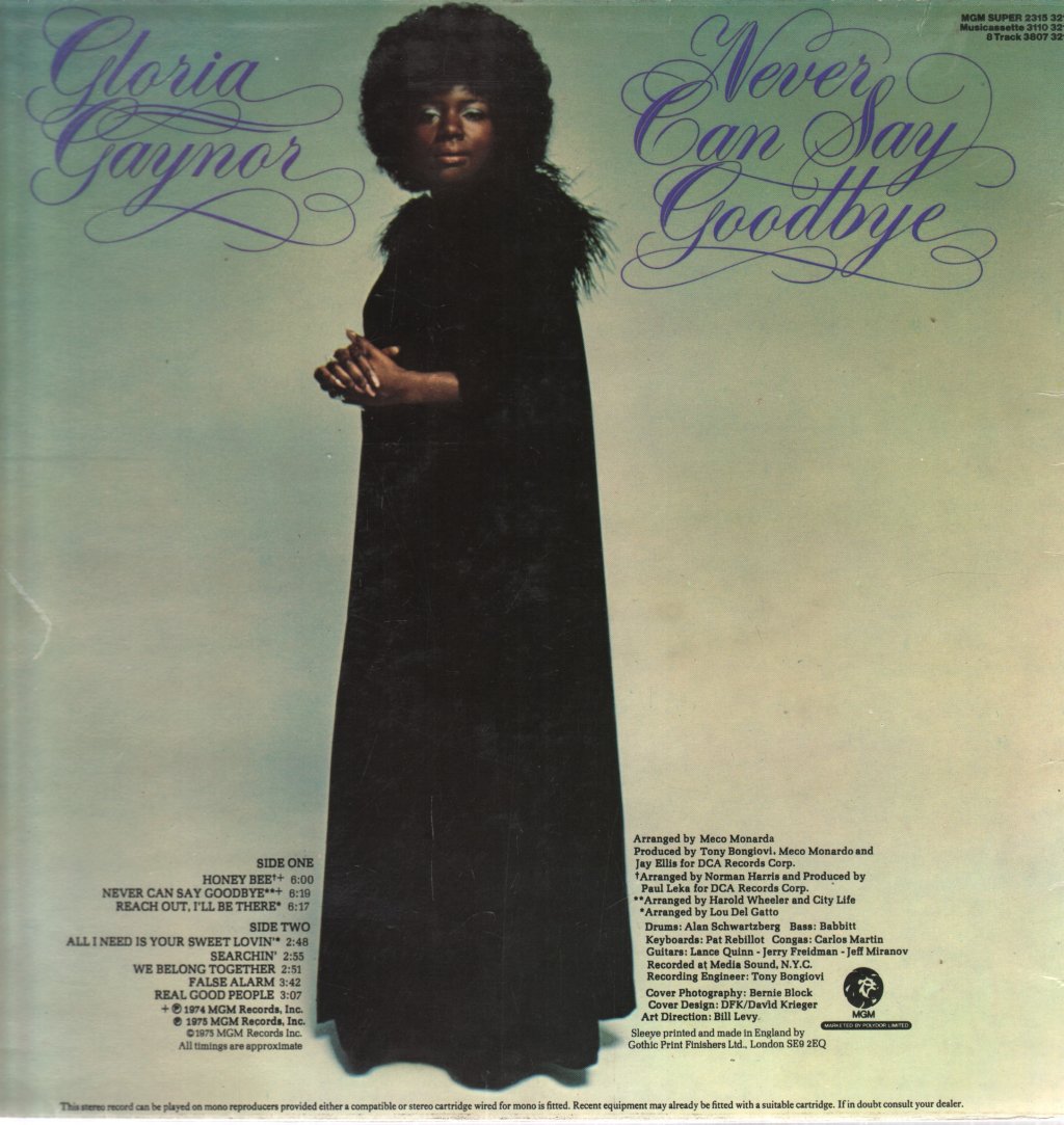 Gloria Gaynor - Never Can Say Goodbye - Lp