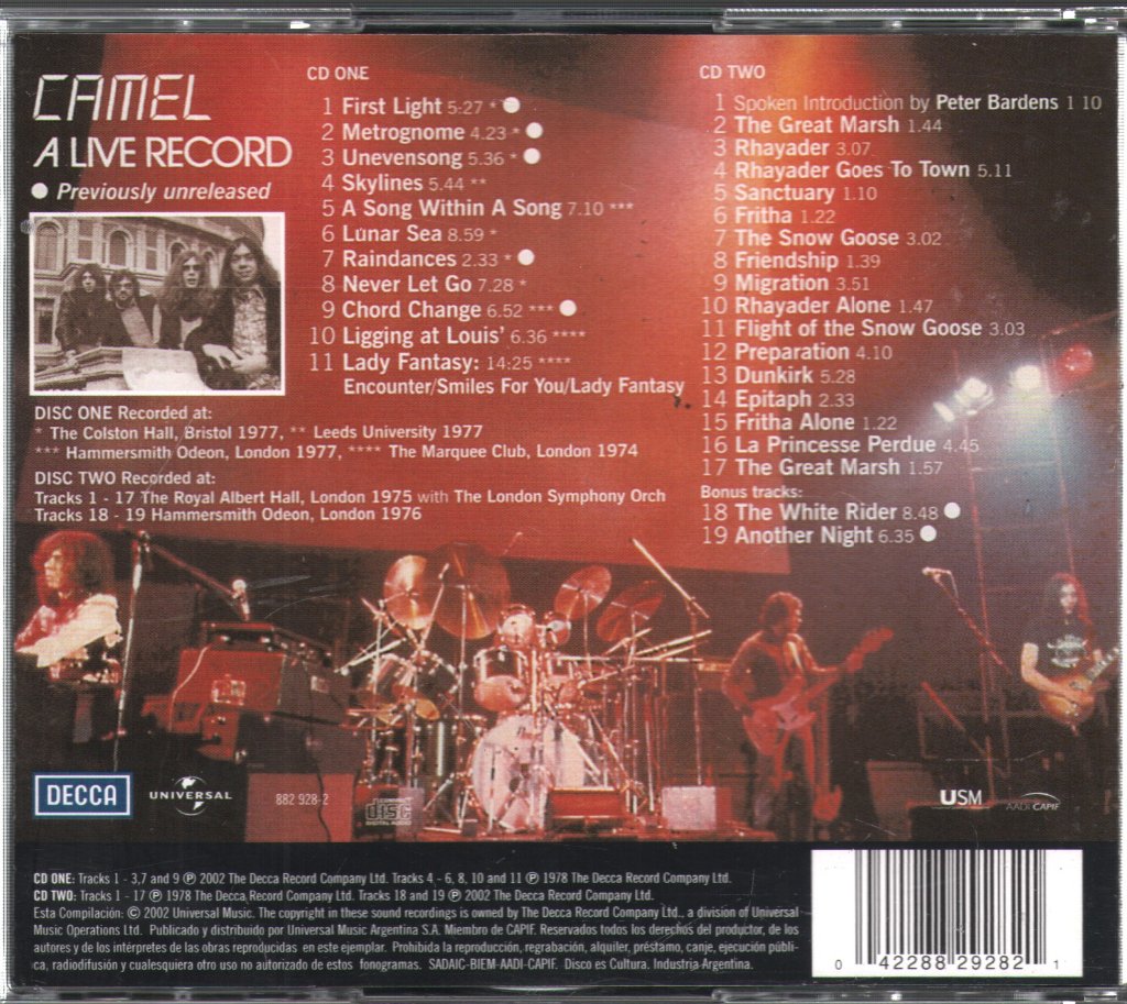 Camel - A Live Record - Double Cd