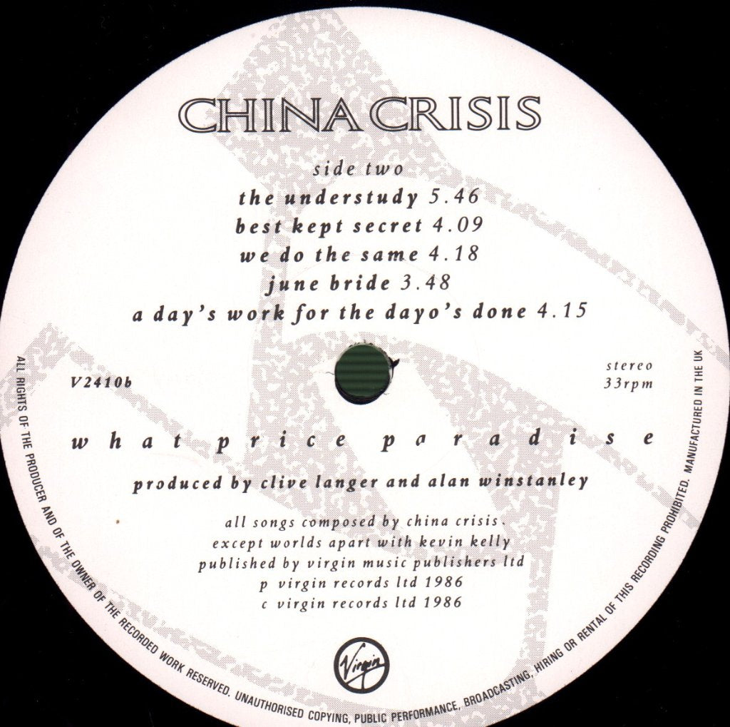 China Crisis - What Price Paradise - Lp