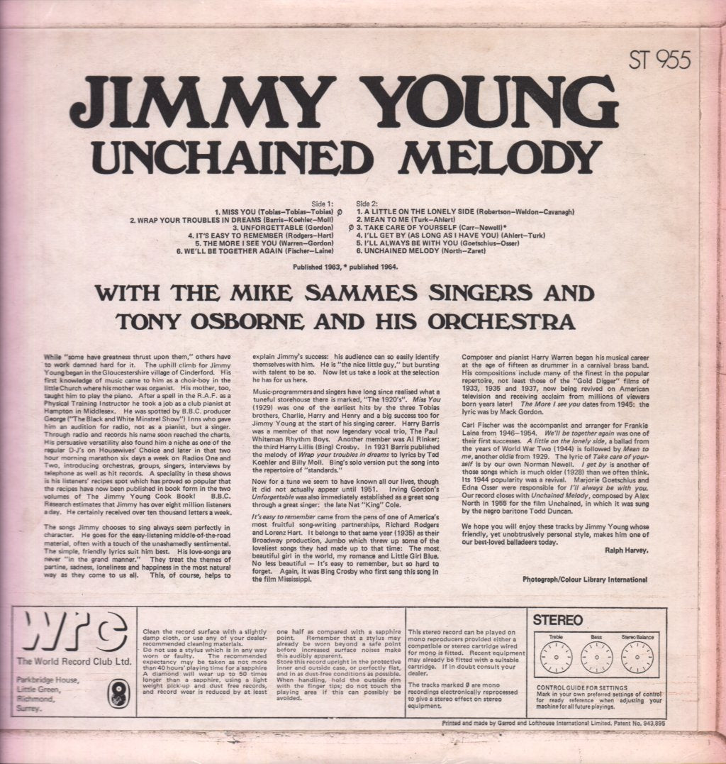 Jimmy Young (Easy Listening) - Unchained Melody - Lp