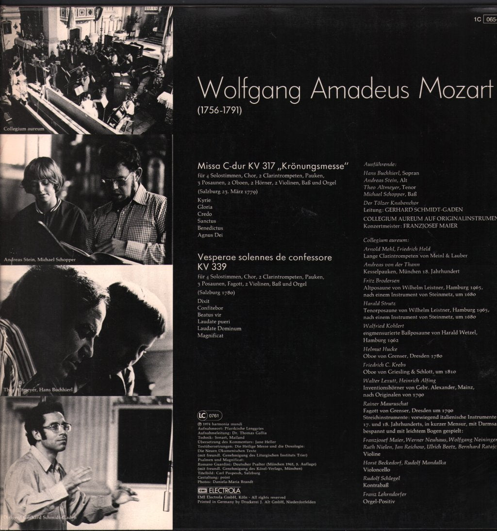Gerhard Schmidt-Gaden / Collegium Aureum - Wolfgang Amadeus Mozart - Kronungsmesse KV 317 / Vesperae Solennes De Confessore KV 339 - Lp