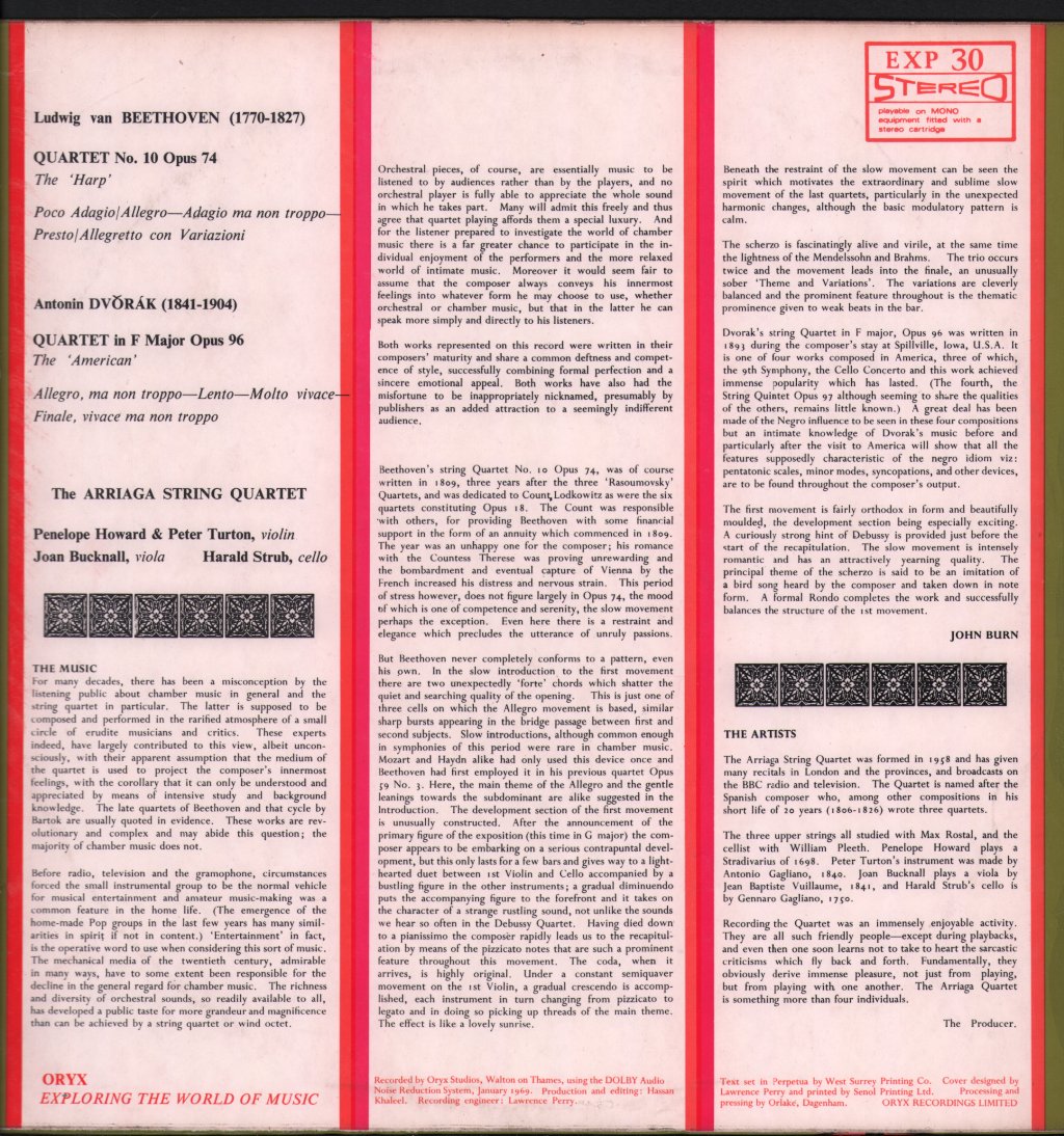 Arriaga String Quartet - Beethoven / Dvorak - String Quartets - 12 Inch