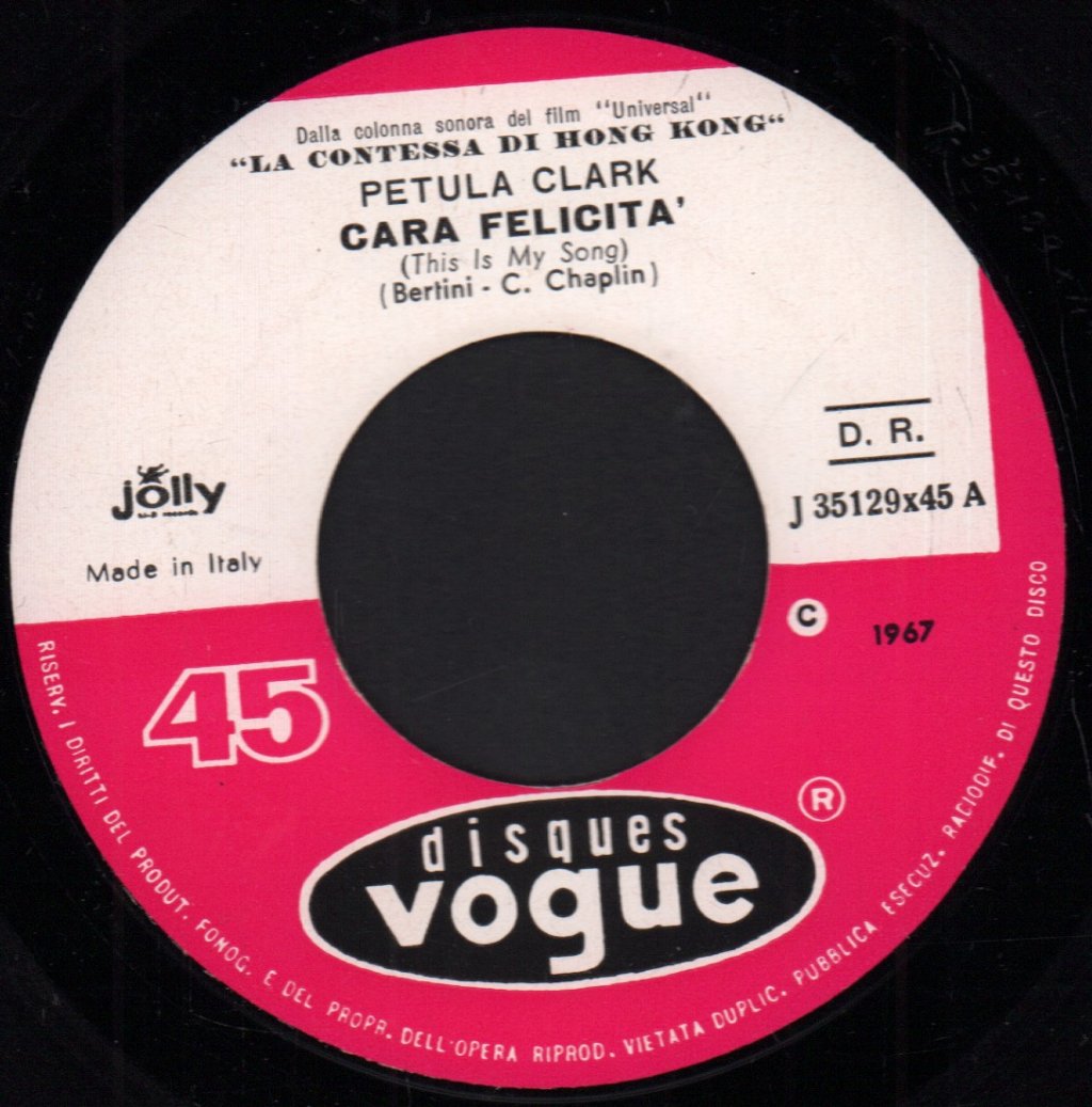 Petula Clark - This Is My Song / Cara Felicita - 7 Inch
