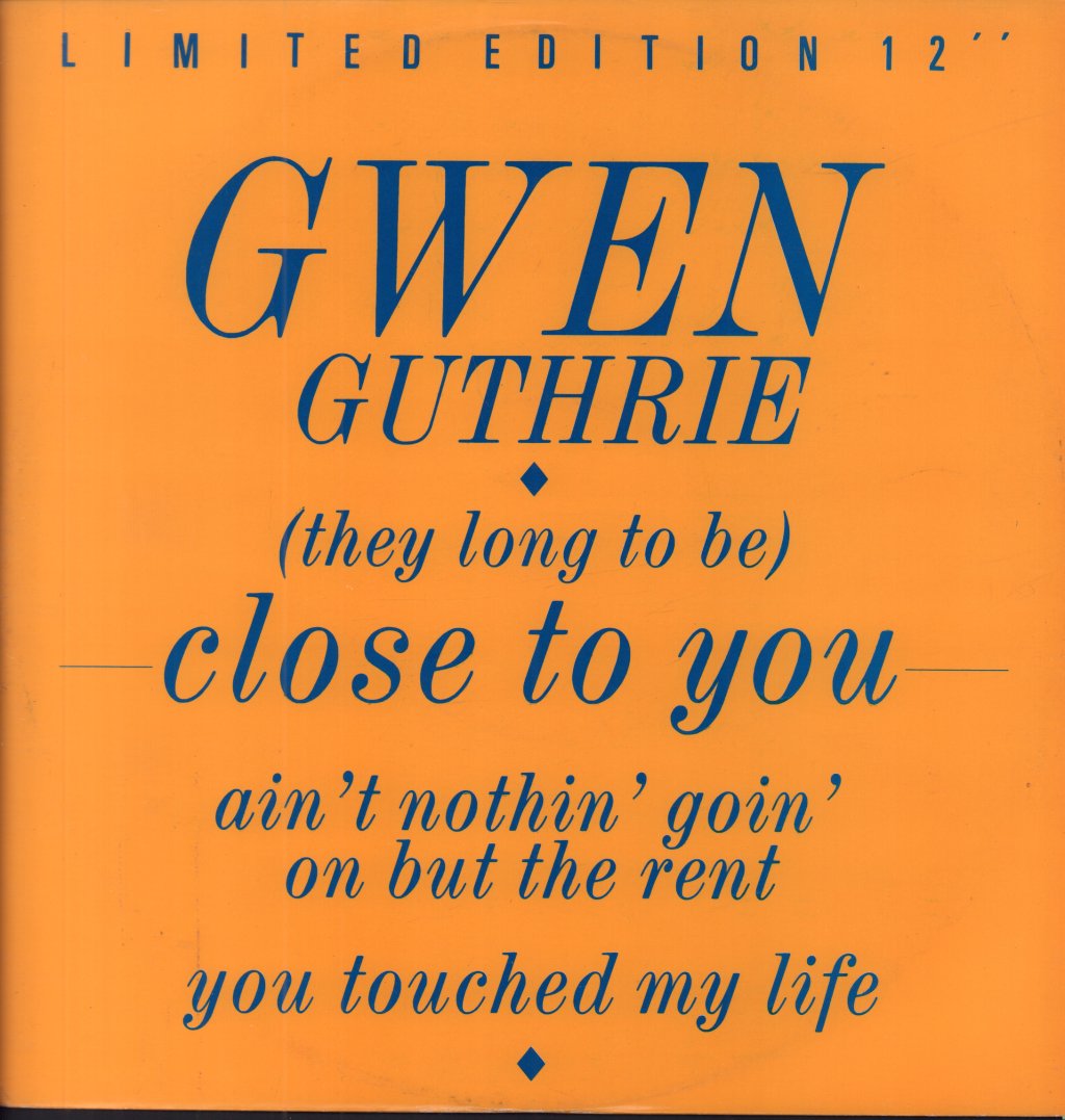 Gwen Guthrie - They Long To Be Close To You - 12 Inch