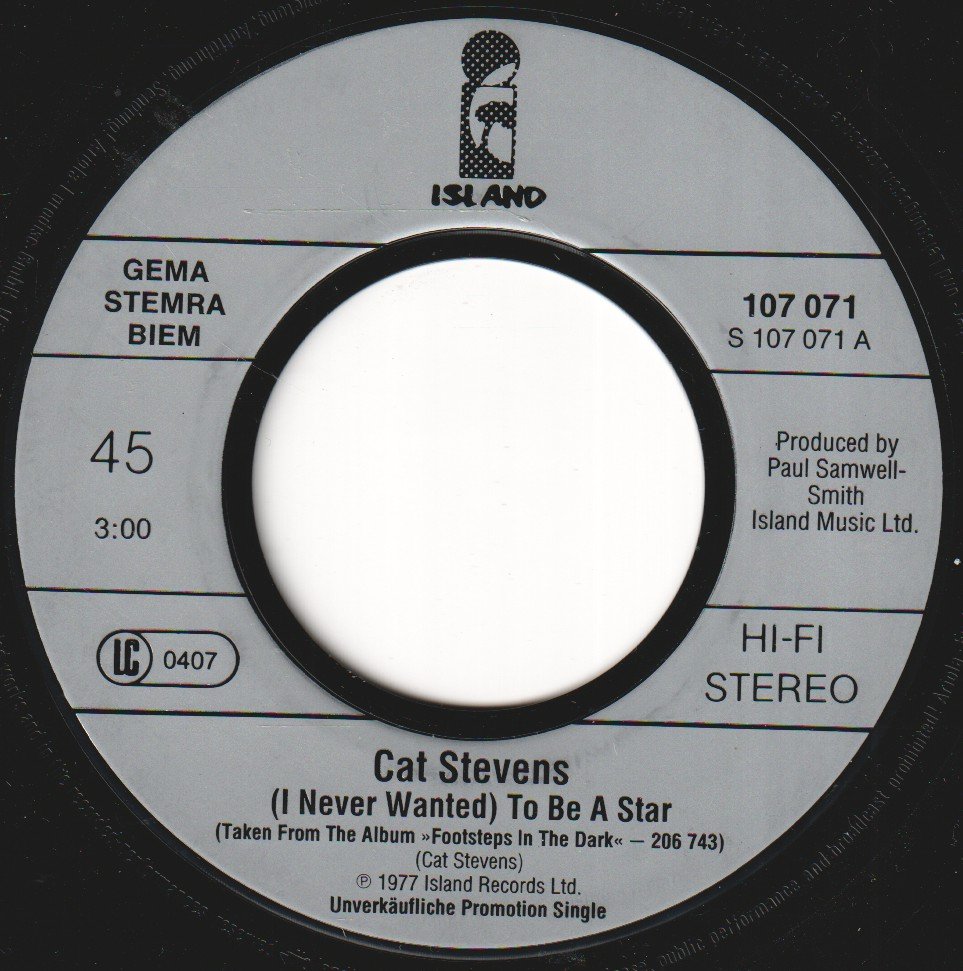 Cat Stevens - I Never Wanted To Be A Star - 7 Inch