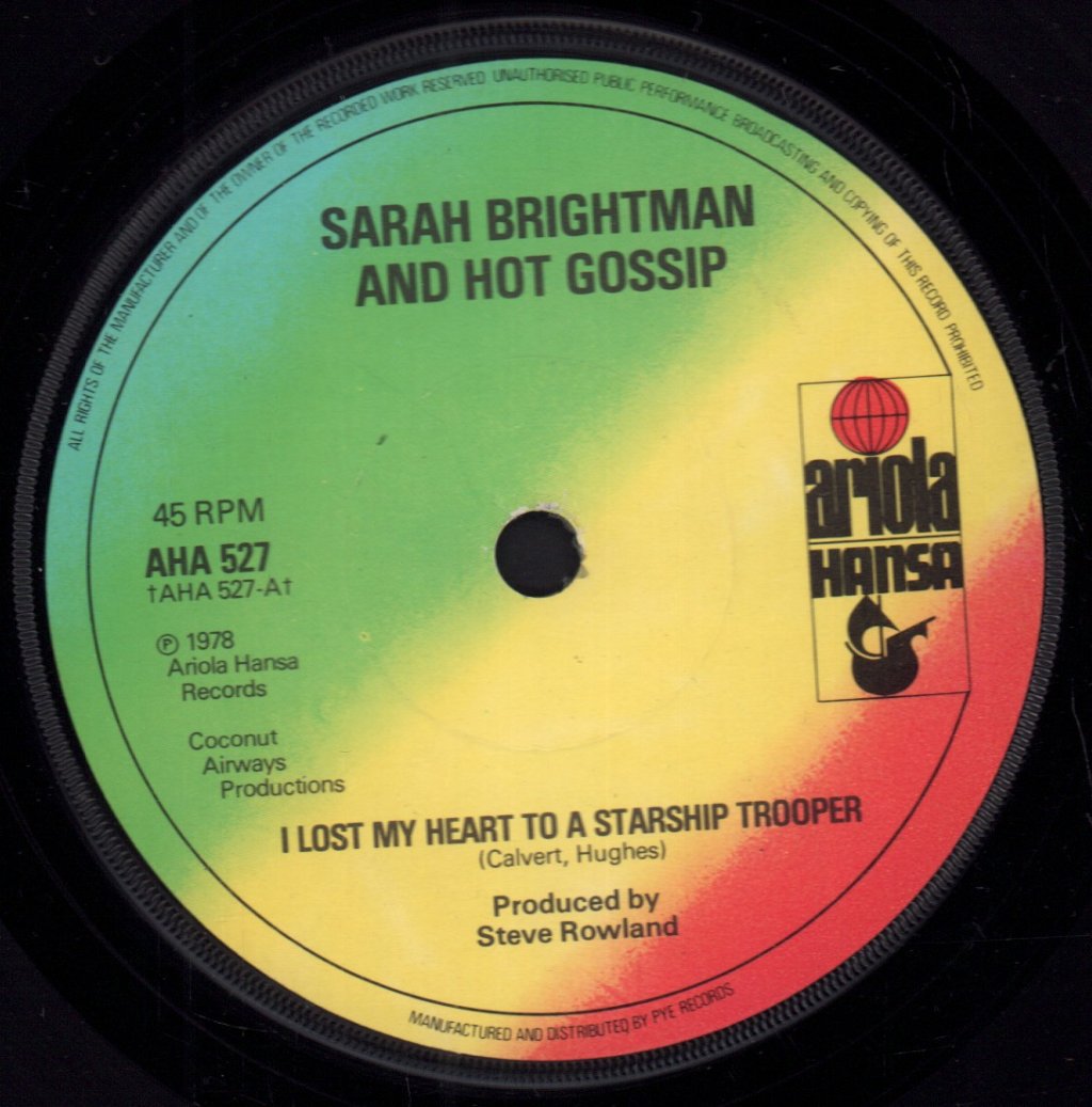 Sarah Brightman And Hot Gossip - I Lost My Heart To A Starship Trooper - 7 Inch