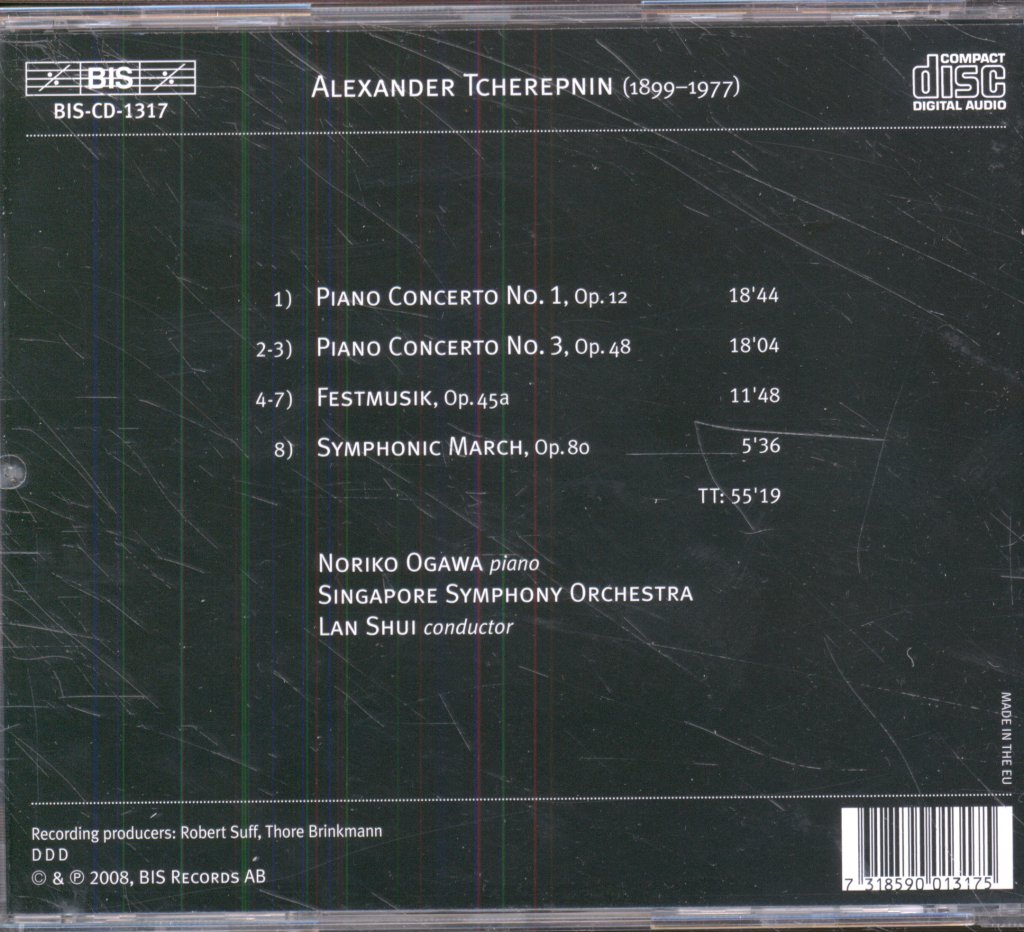 Noriko Ogawa, Singapore Symphony Orchestra, Lan Shui - Alexander Tcherepnin - Piano Concertos Nos 1 & 3 · Festmusik · Symphonic March - Cd