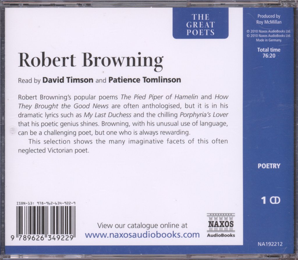 David Timson, Patience Tomlinson - Robert Browning - Cd