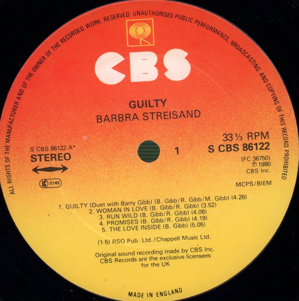 Barbra Streisand - Guilty - Lp