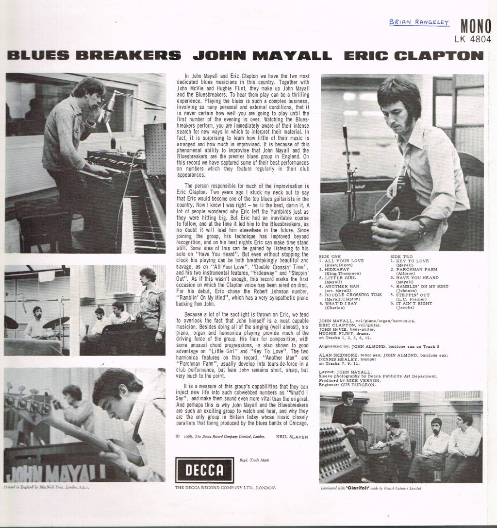 John Mayall With Eric Clapton - Blues Breakers - Lp