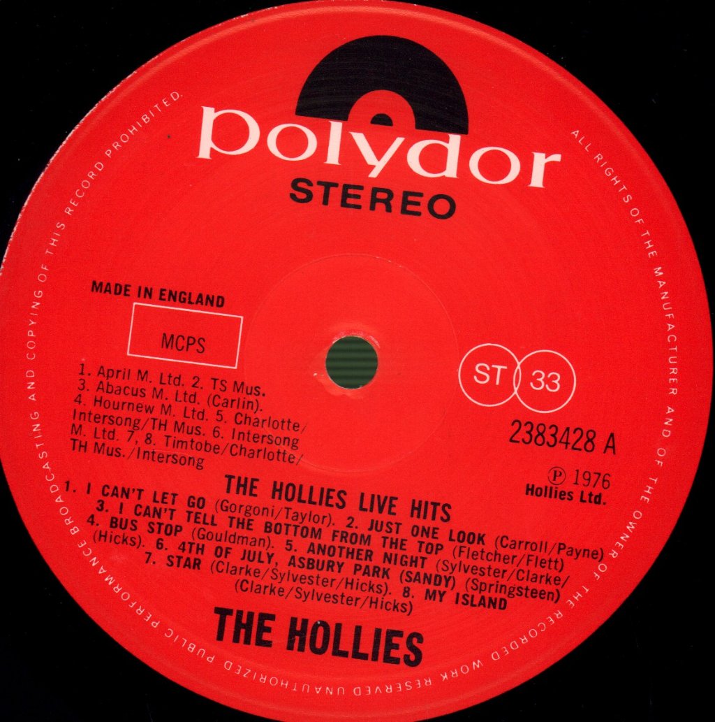 Hollies - Live Hits - Lp