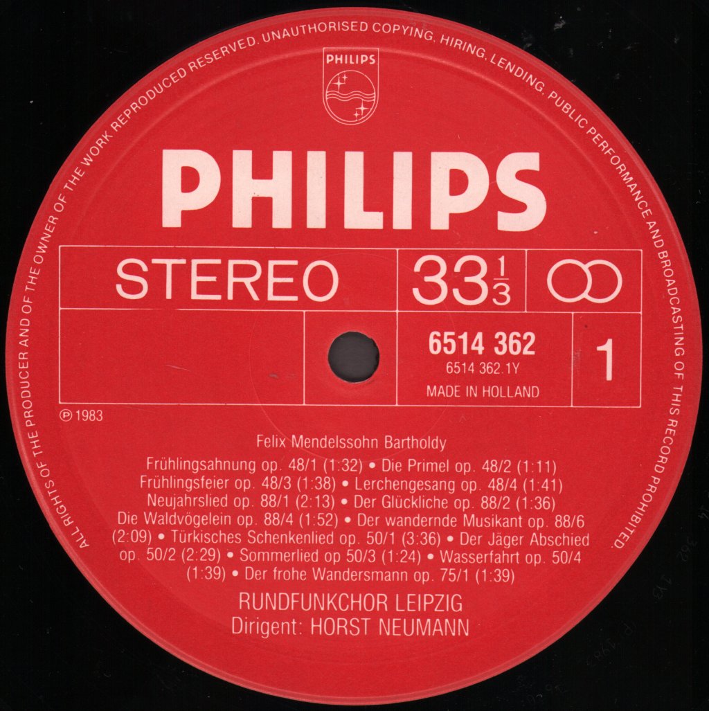 Rundfunkchor Leipzig / Leipzig Rdio Chorus / Horst Neumann - Mendelssohn Choruses - Lp