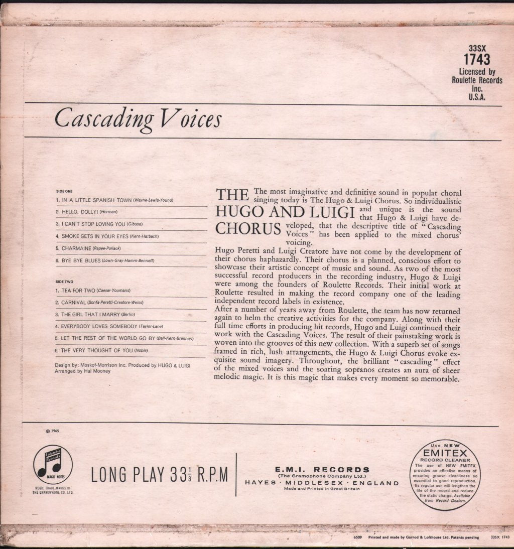 Hugo & Luigi Chorus - Cascading Voices - Lp