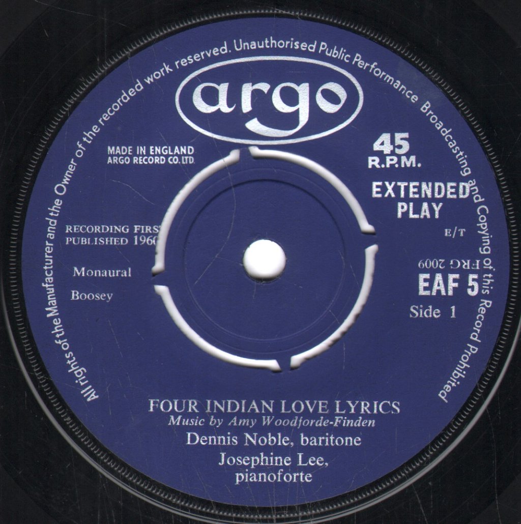 Dennis Noble - Four Indian Love Lyrics - 7 Inch