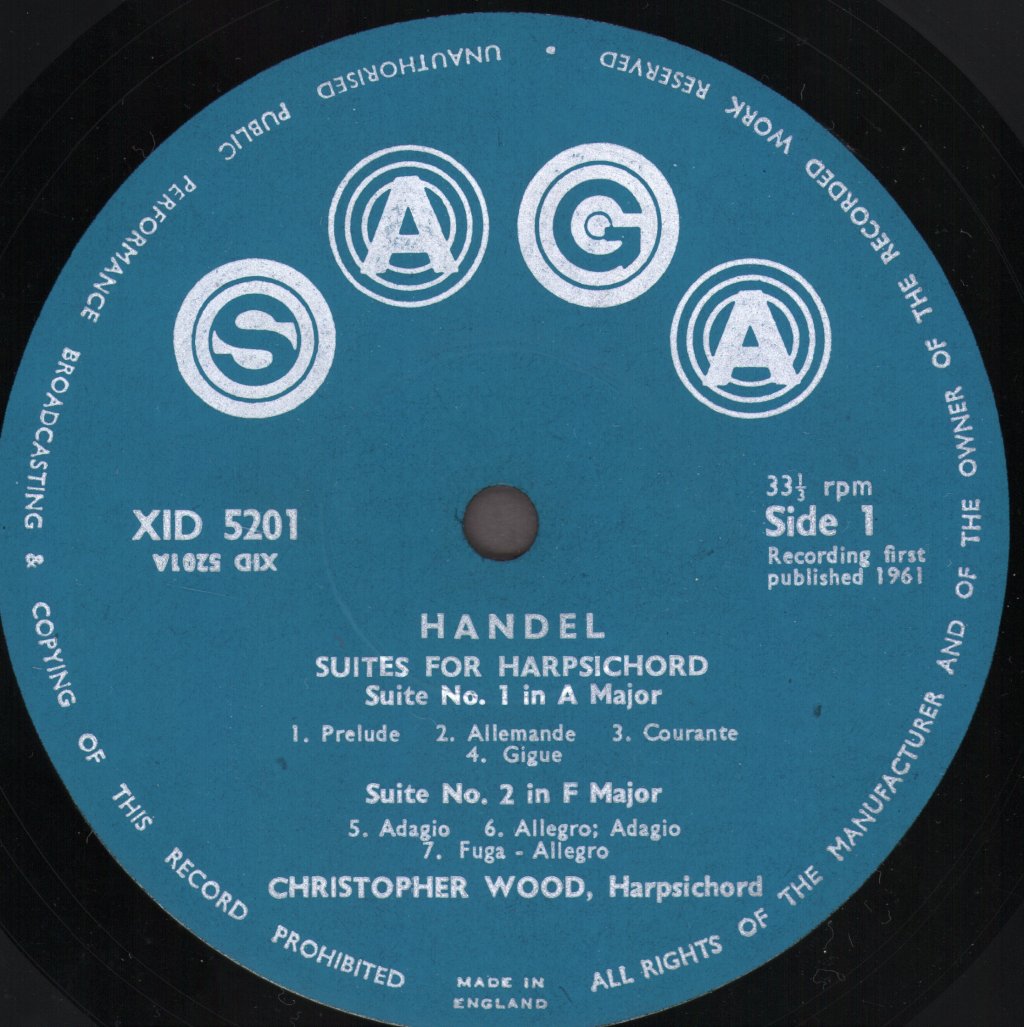 Christopher Wood - Handel - Suites For Harpsichord 1 - 4 - Lp