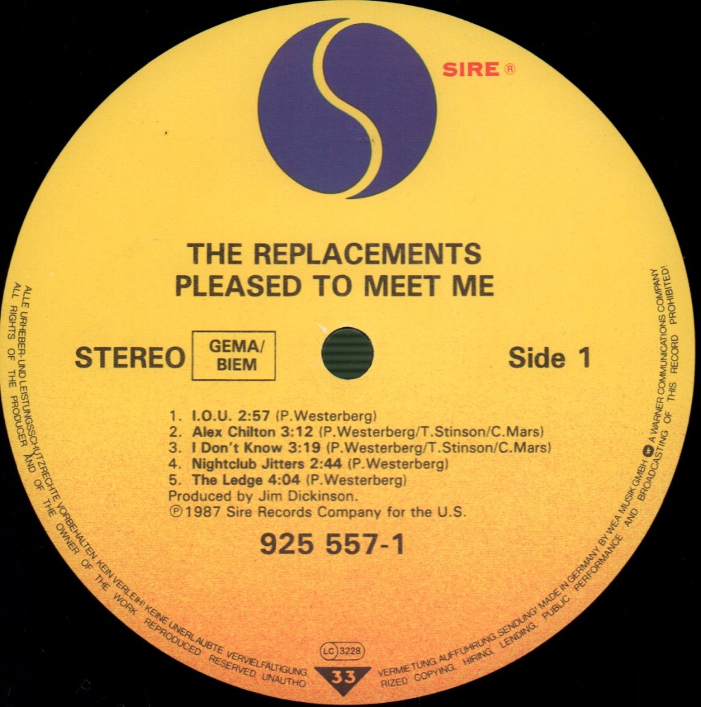Replacements - Pleased To Meet Me - Lp