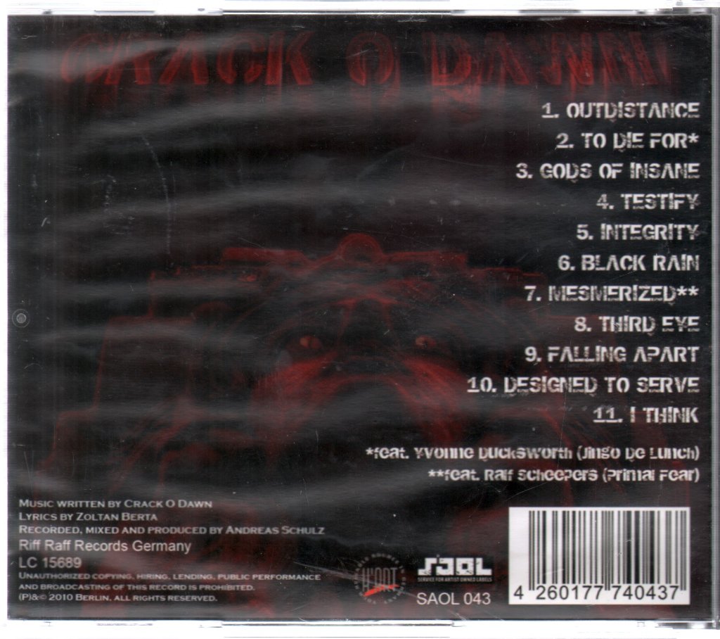 Crack O Dawn - Gods Of Insane - Cd
