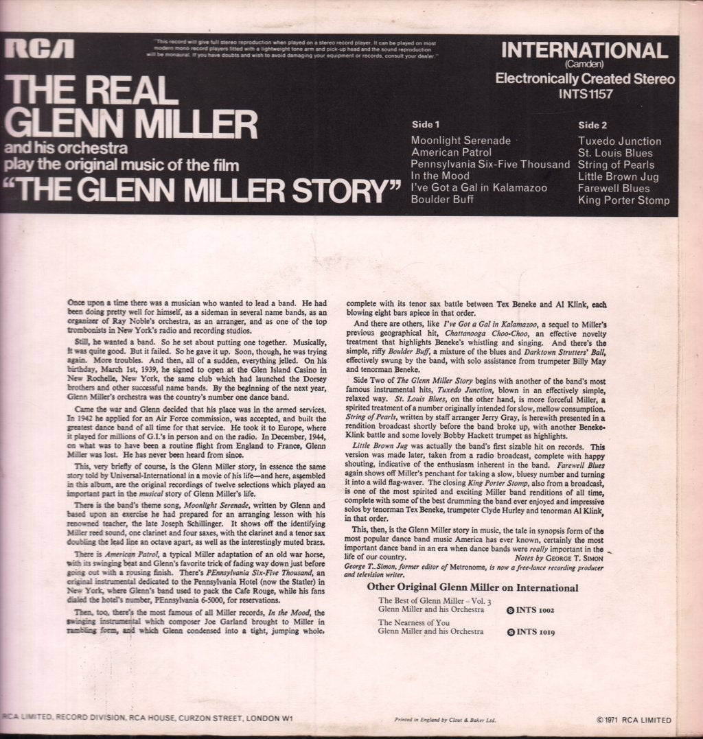 Glenn Miller And His Orchestra - Play The Original Music Of The Film... - Lp