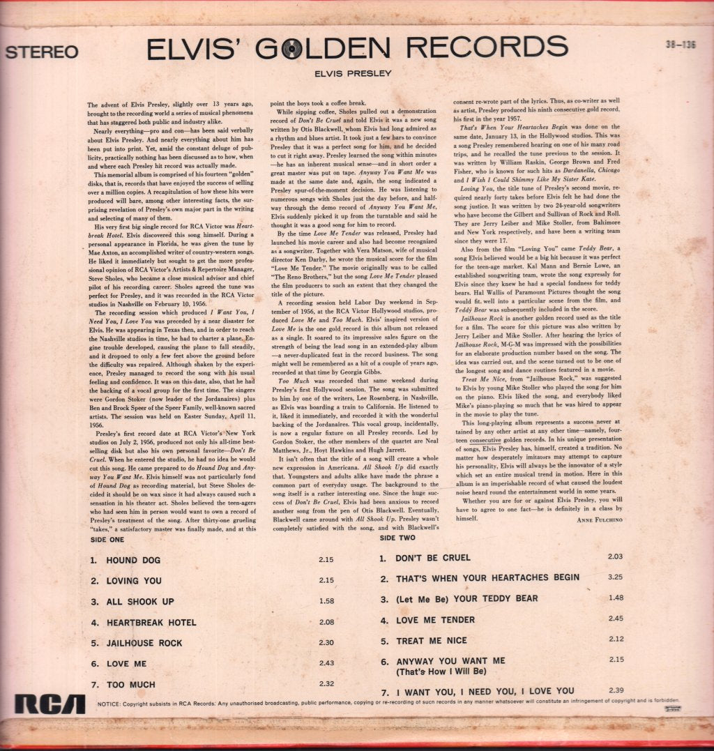 Elvis Presley - Elvis' Golden Records - Lp