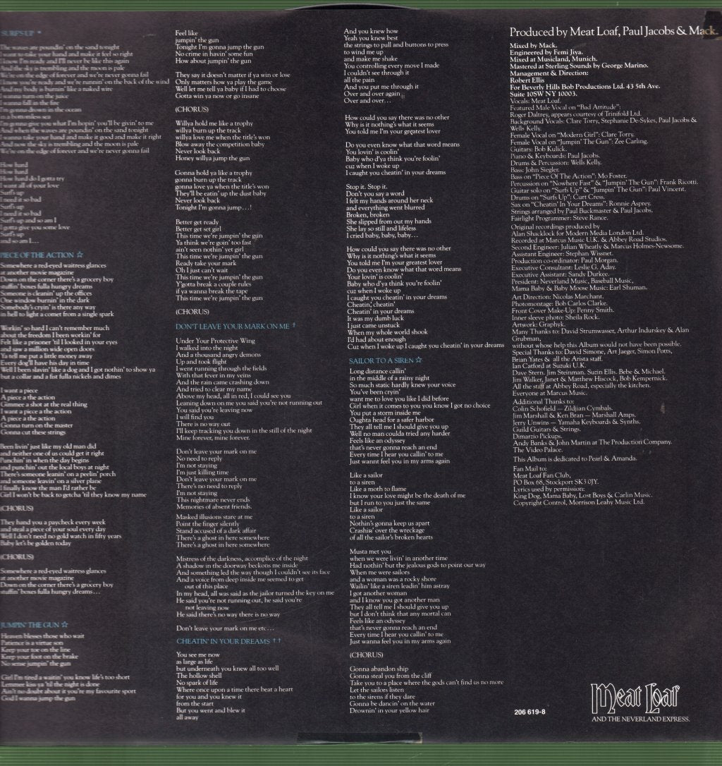 Meat Loaf - Bad Attitude - Lp
