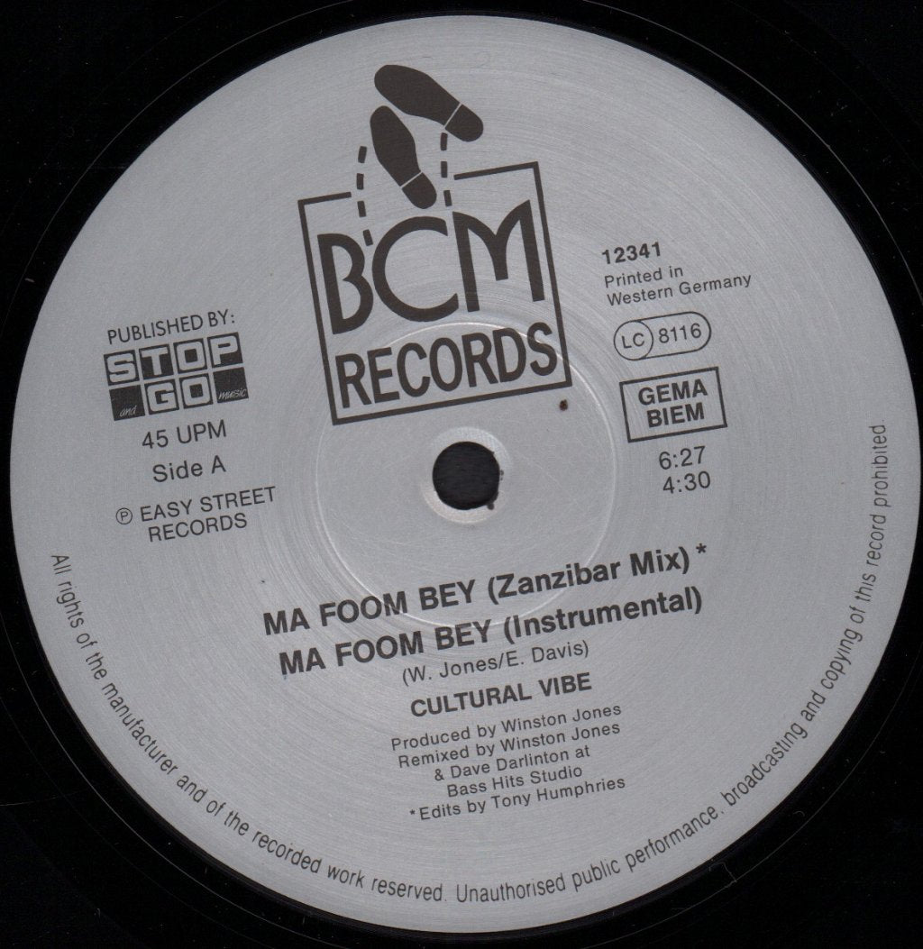 Cultural Vibe Feat. Sweety G - Ma Foom Bey - 12 Inch