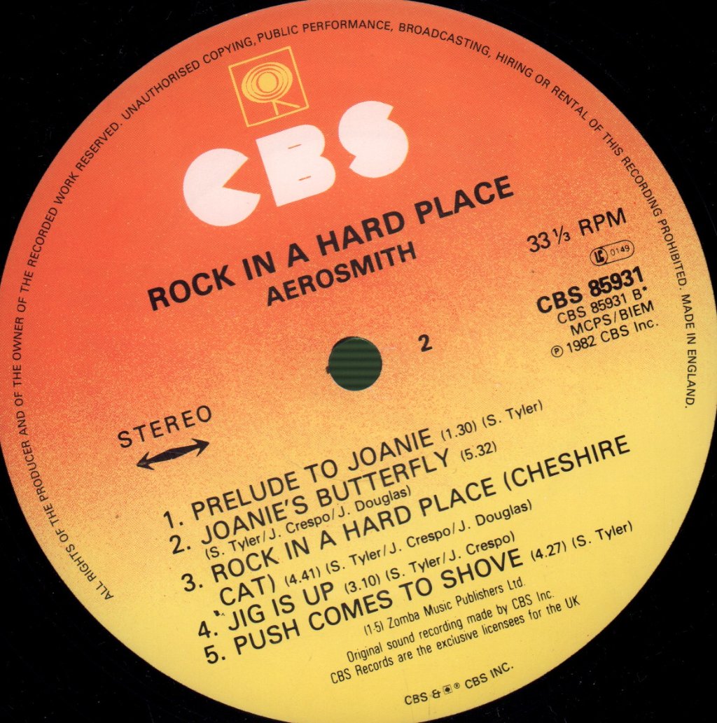 Aerosmith - Rock In A Hard Place - Lp