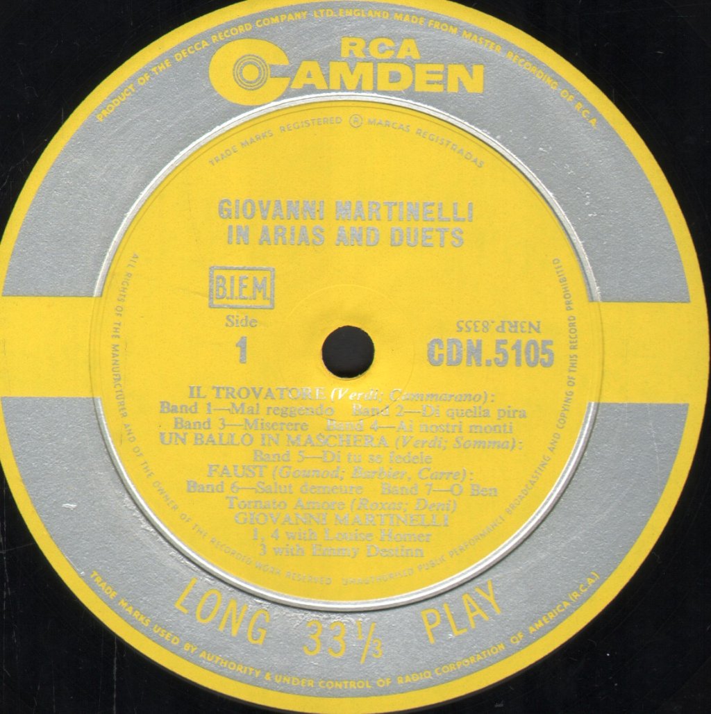 Giovanni Martinelli - In Arias And Duets - Lp