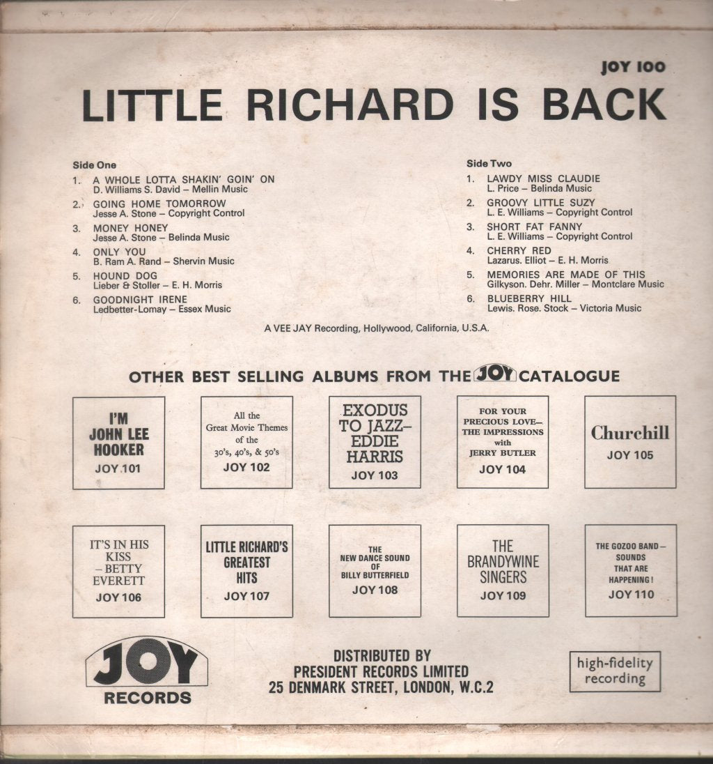 Little Richard - Little Richard Is Back - Lp