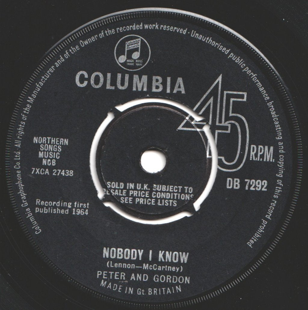 Peter And Gordon - Nobody I Know - 7 Inch
