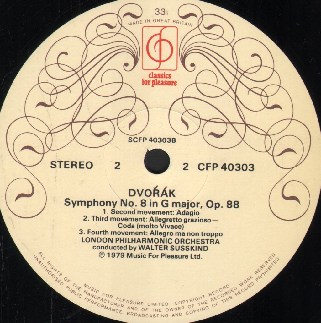 Walter Susskind / London Philharmonic Orchestra - Dvorak - Symphony No.8 In G Major / Carnical Overture - Lp