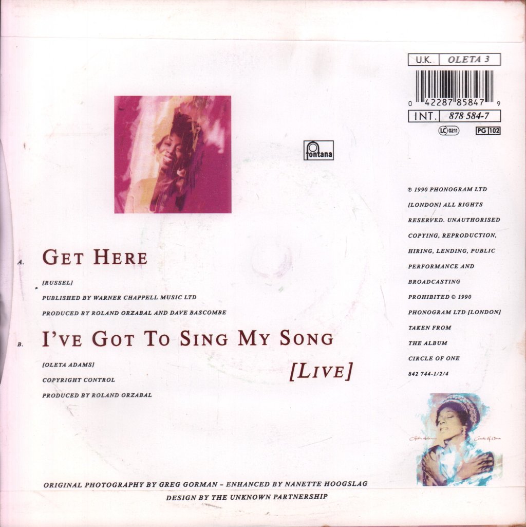 Oleta Adams - Get Here - 7 Inch