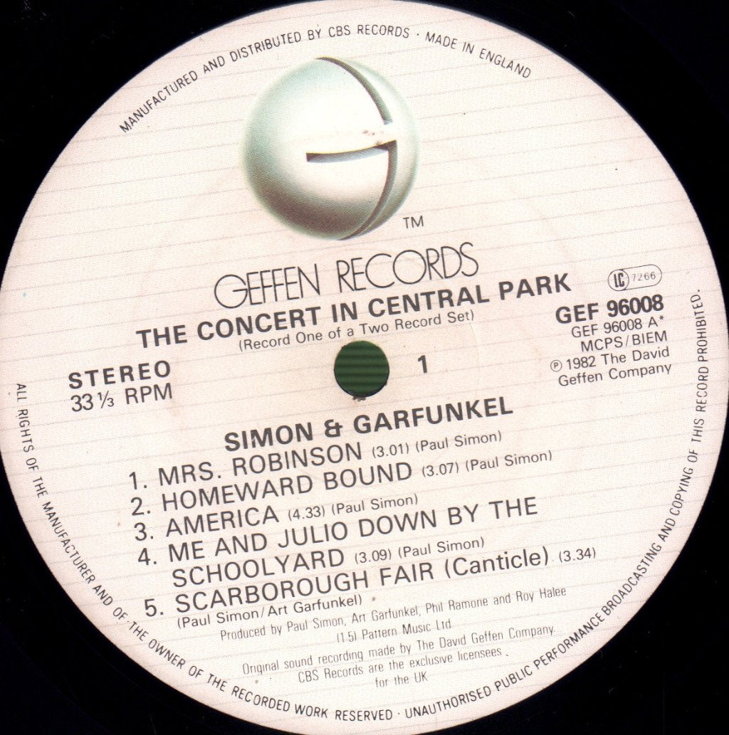 Simon And Garfunkel - Concert In Central Park - Double Lp