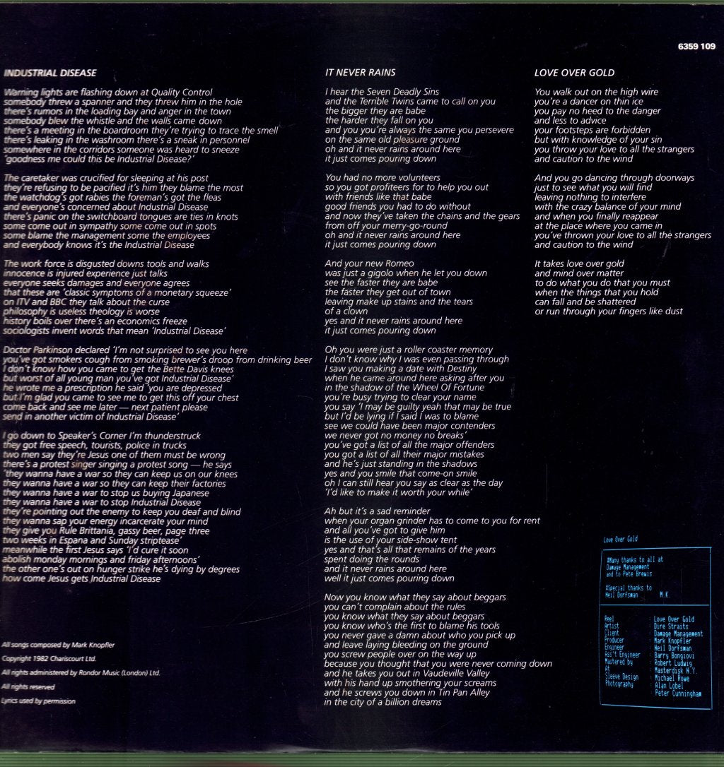 Dire Straits - Love Over Gold - Lp