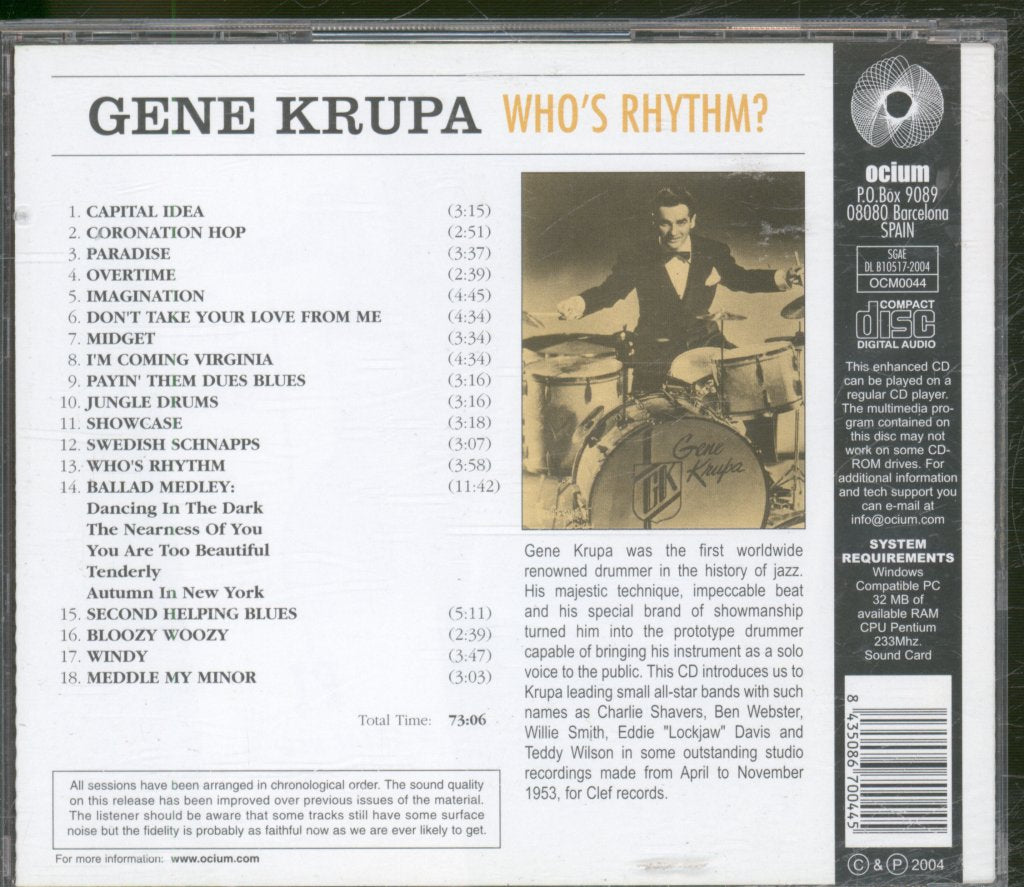 Gene Krupa - Who's Rhythm? - Cd