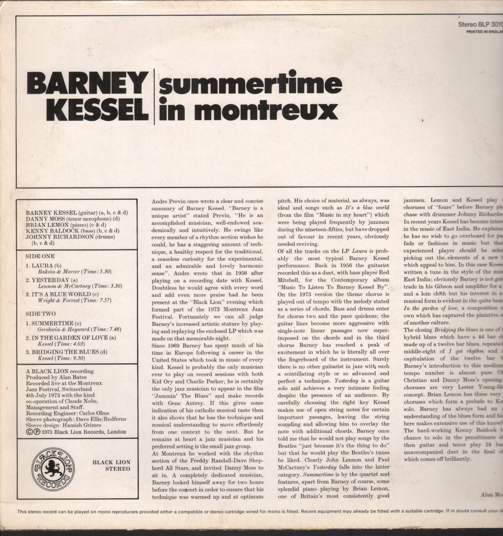Barney Kessel - Summertime In Montreaux - Lp