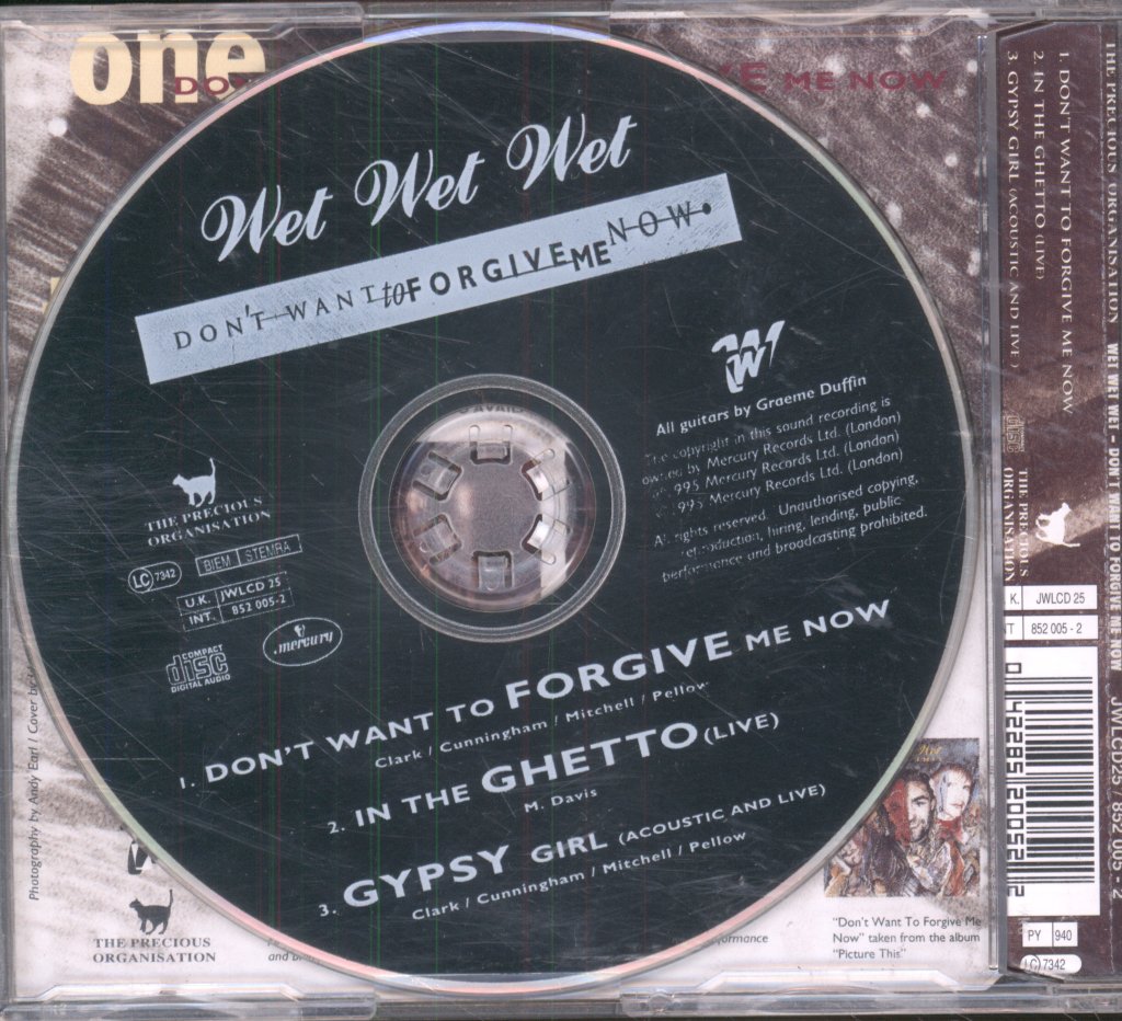 Wet Wet Wet - Don't Want To Forgive Me Now - Cd