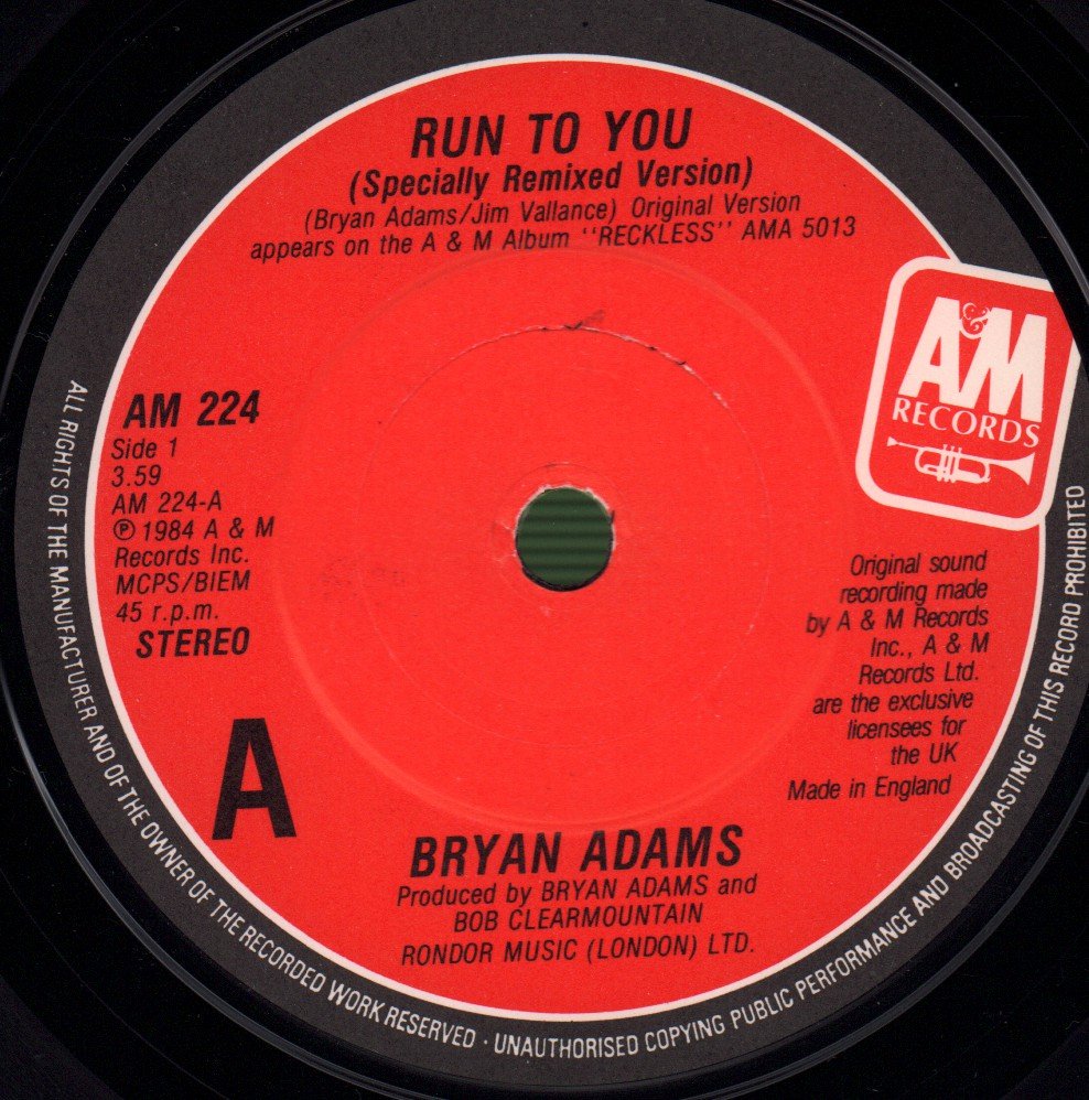 Bryan Adams - Run To You - 7 Inch