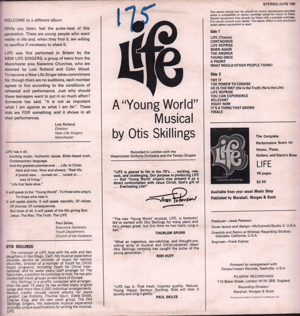 Otis Skillings / The Tempo Singers With The Westminster Sinfonia Orchestra - Life A Young World Musical - Lp