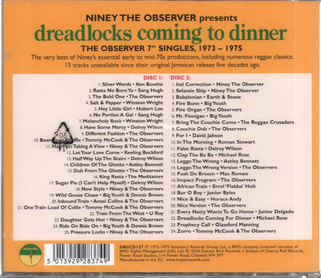 Niney The Observer - Dreadlocks Coming To Dinner: The Observer Singles 1973-1975 - Double Cd