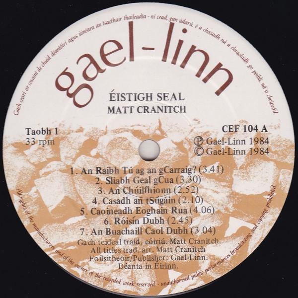Matt Cranitch With Bríd Cranitch - Éistigh Seal - Lp