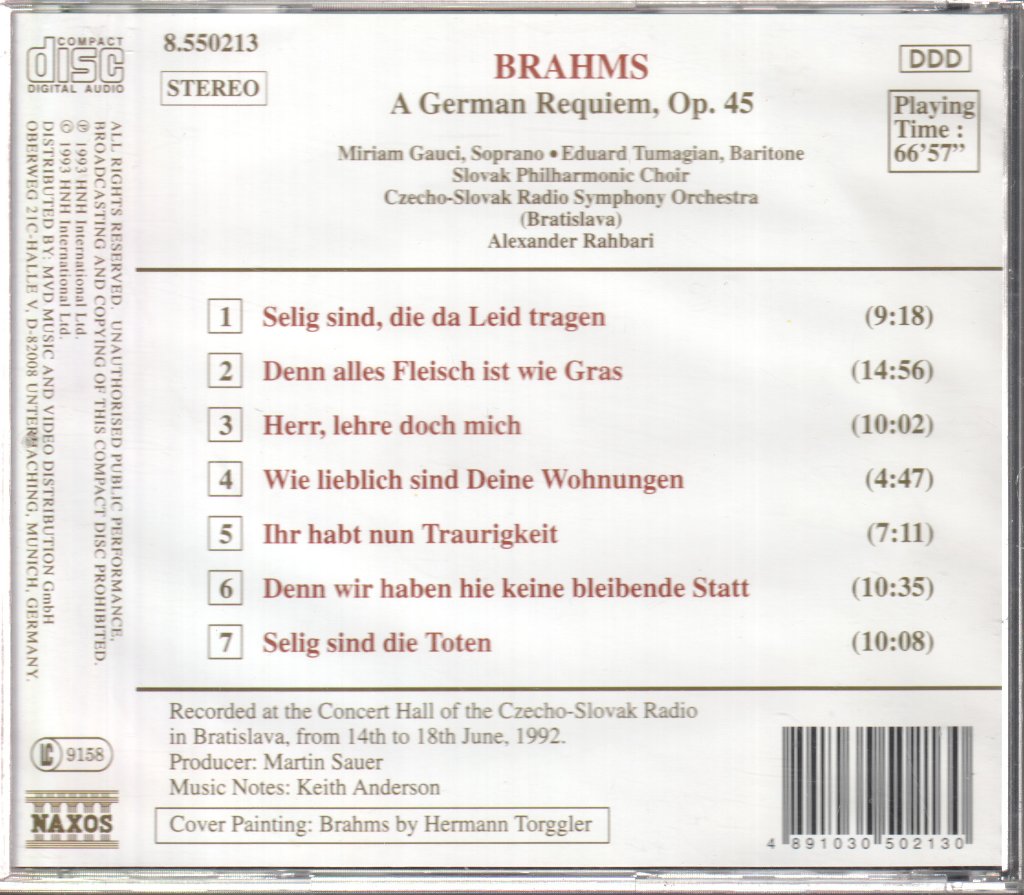 Miriam Gauci, Slovak Radio Symphony Orchestra - A German Requiem, Op. 45 - Cd