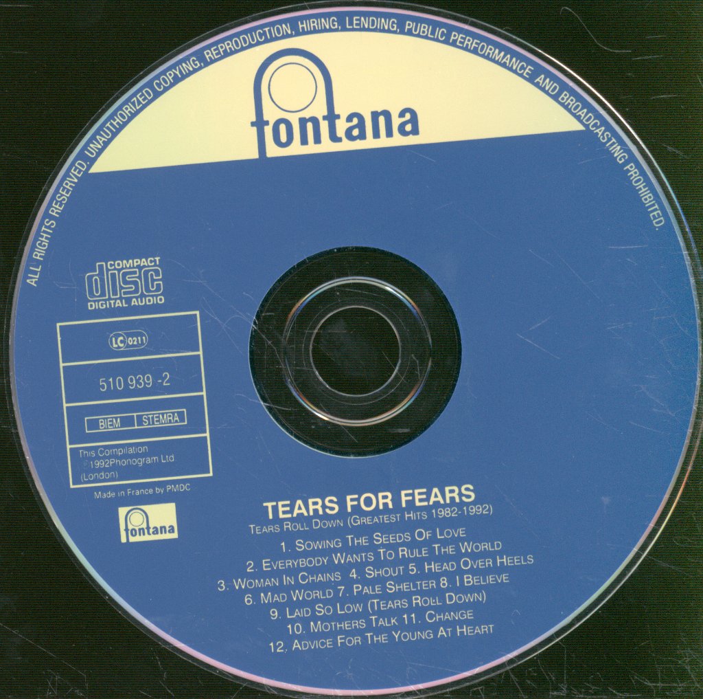 Tears For Fears - Tears Roll Down (Greatest Hits 82-92) - Cd