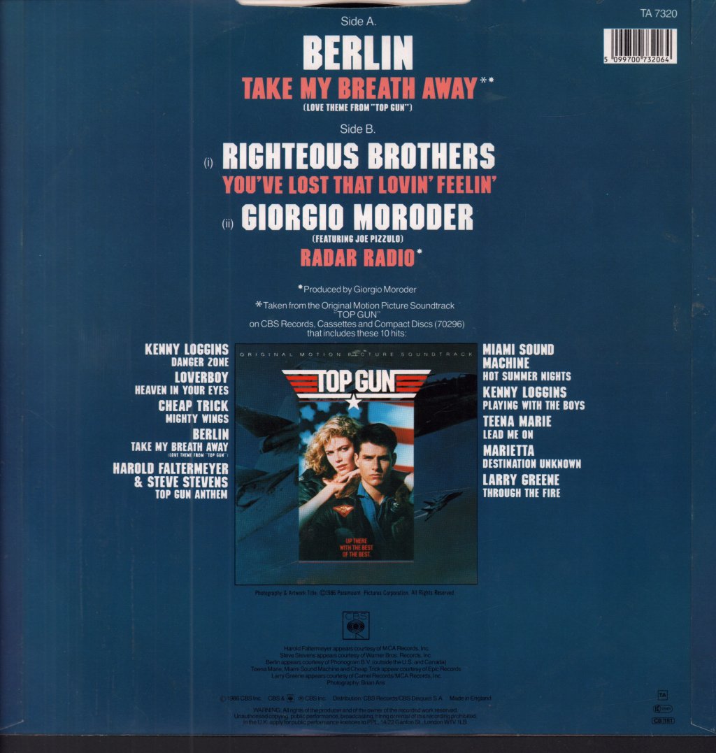 Berlin (Mid 80'S Group) - Take My Breath Away - 12 Inch