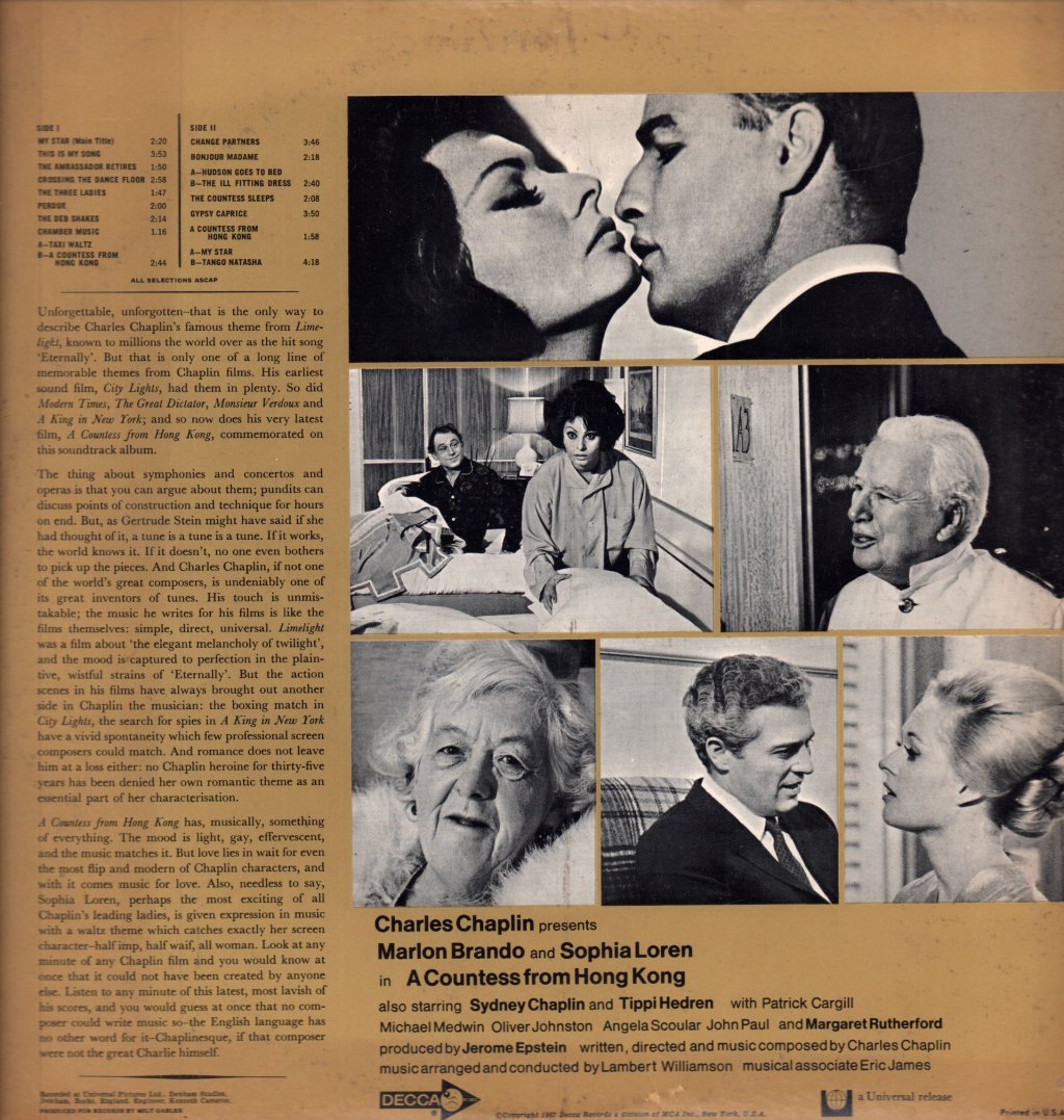 Charlie Chaplin's A Countess From Hong Kong - Original Sound Track Album - Lp