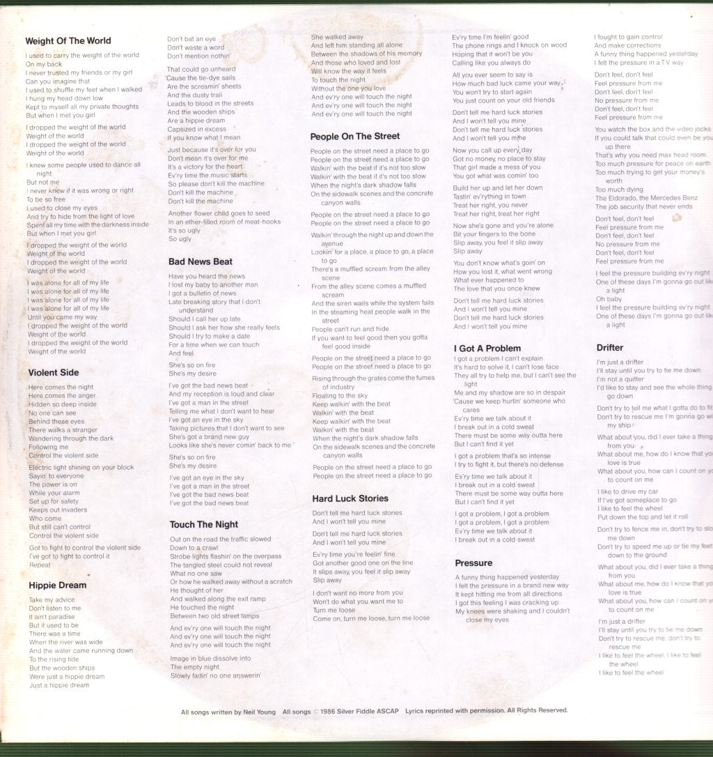 Neil Young - Landing On Water - Lp